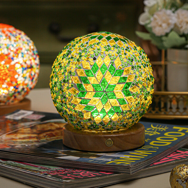 Mosaic Glass Table Lamp  Color-Changing LED Globe Design - Product detail 9