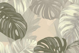 Monstera Mural Wallpaper | Elegant Green and Beige Design