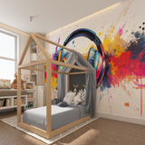 Music Mural Wallpaper | Colorful Headphones Graffiti Art