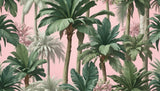 Tropical Mural Wallpaper | Pink Palm Leaves Design