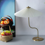 Modern Table Lamp  Pleated Umbrella Shade With Brass Stand - Product detail 8