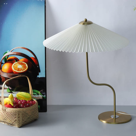 Modern Table Lamp  Pleated Umbrella Shade With Brass Stand - Product detail 8