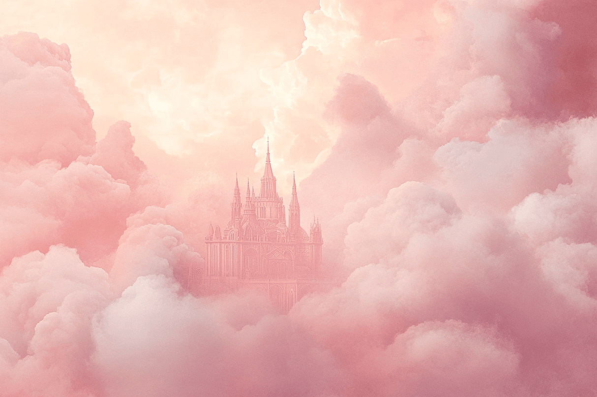 Princess Castle Mural Wallpaper | Dreamy Pink Clouds Fantasy
