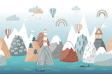 Mountain Mural Wallpaper | Scandinavian Kids Adventure Scene