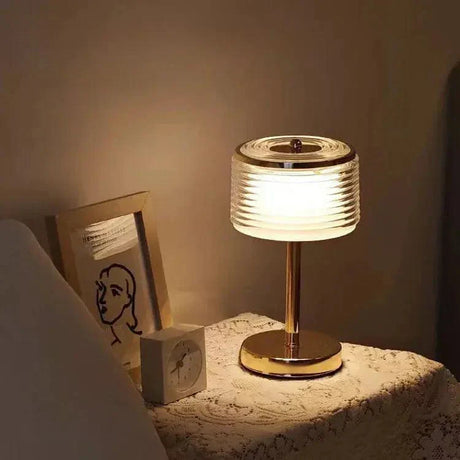 Modern Ring Table Lamp  Layered Glass Shade With Gold Base - Product detail 7