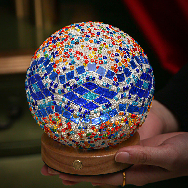 Mosaic Glass Table Lamp  Color-Changing LED Globe Design - Product detail 11