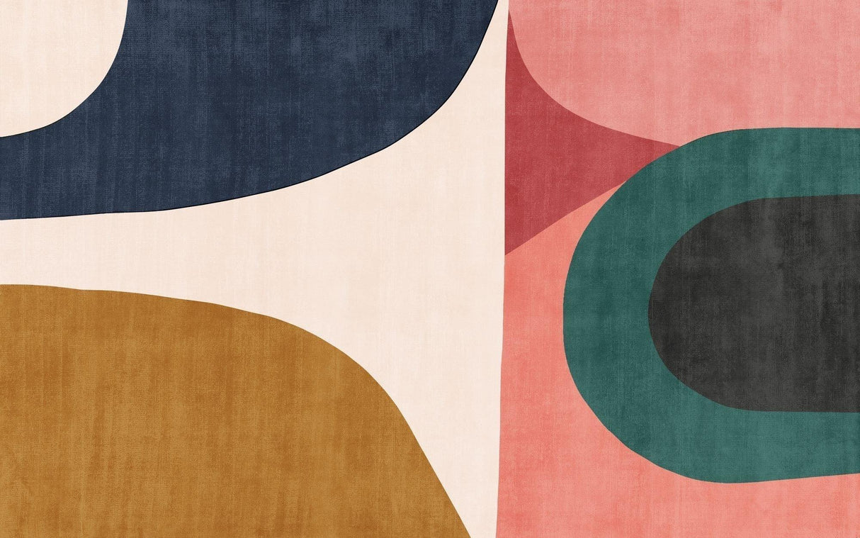 Abstract Mural Wallpaper | Modern Curved Shapes in Earth Tones