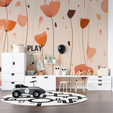 Floral Mural Wallpaper | Abstract Terracotta Blooms