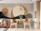 Abstract Mural Wallpaper | Geometric Terracotta and Beige Design