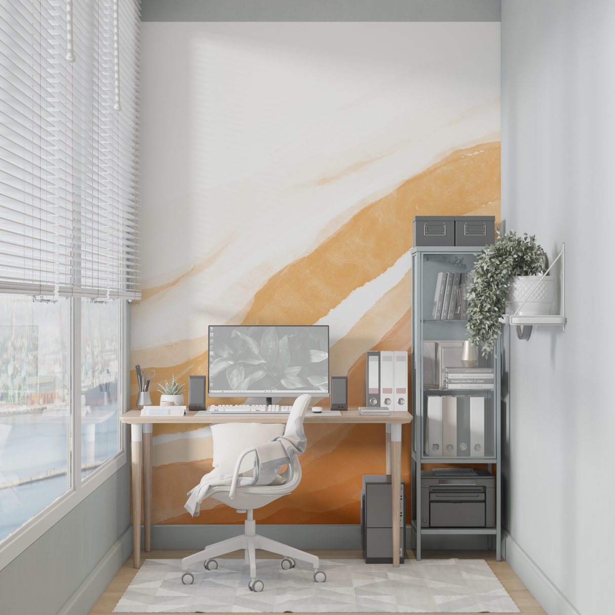 Abstract Mural Wallpaper | Terracotta Watercolor Waves