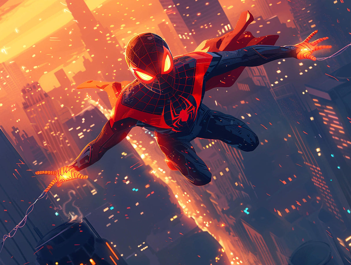 Spiderman Mural Wallpaper | Dynamic Superhero Action Scene