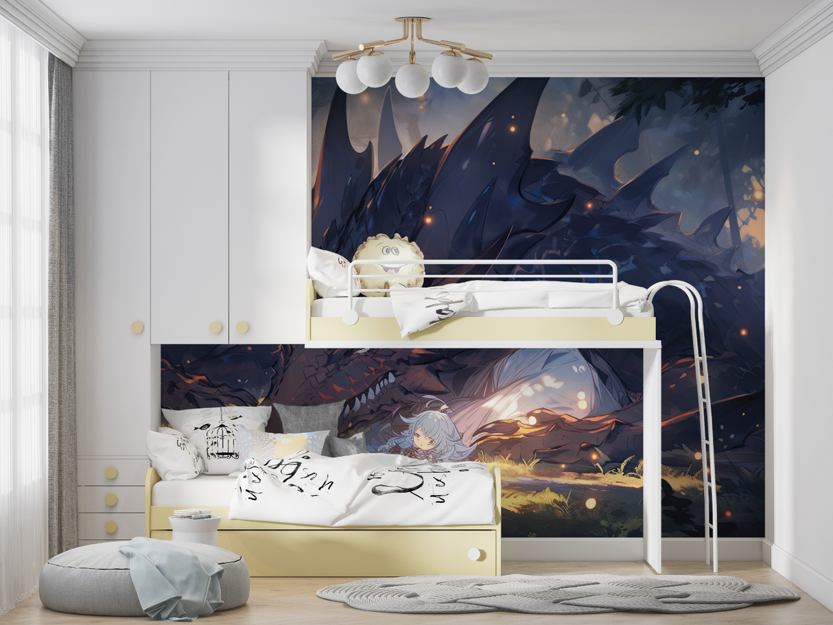 Dragon Mural Wallpaper | Mystical Anime Fantasy Art