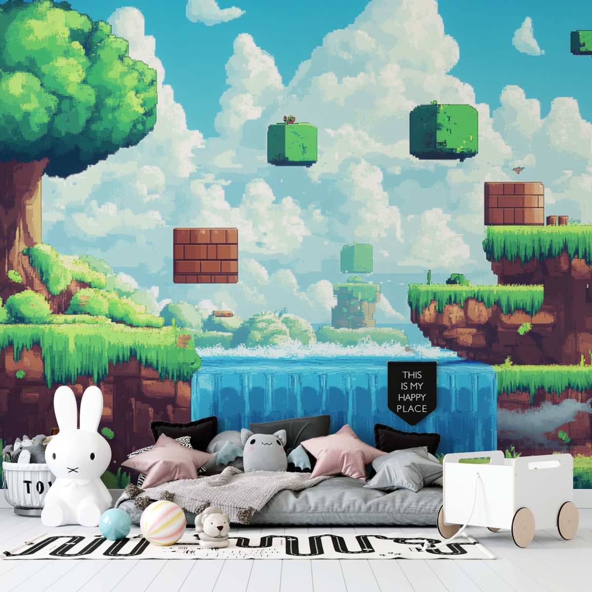Gaming Mural Wallpaper | Retro Pixel Art Landscape
