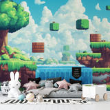 Gaming Mural Wallpaper | Retro Pixel Art Landscape