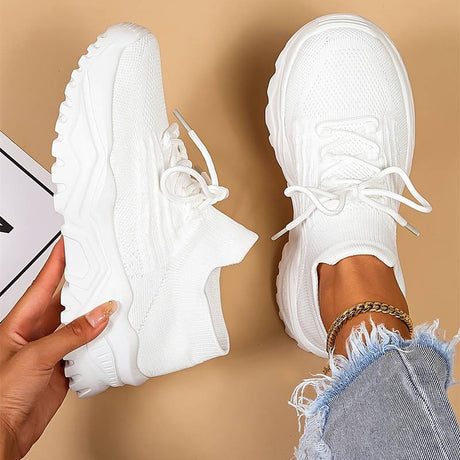 Orthopedic Platform Sneakers  White Knit Mesh Comfort Design - Product detail 4