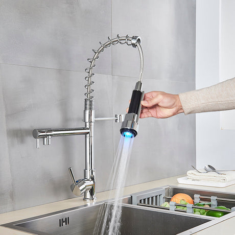 Professional Kitchen Faucet  LED Temperature Display Spring Spout - Product showcase