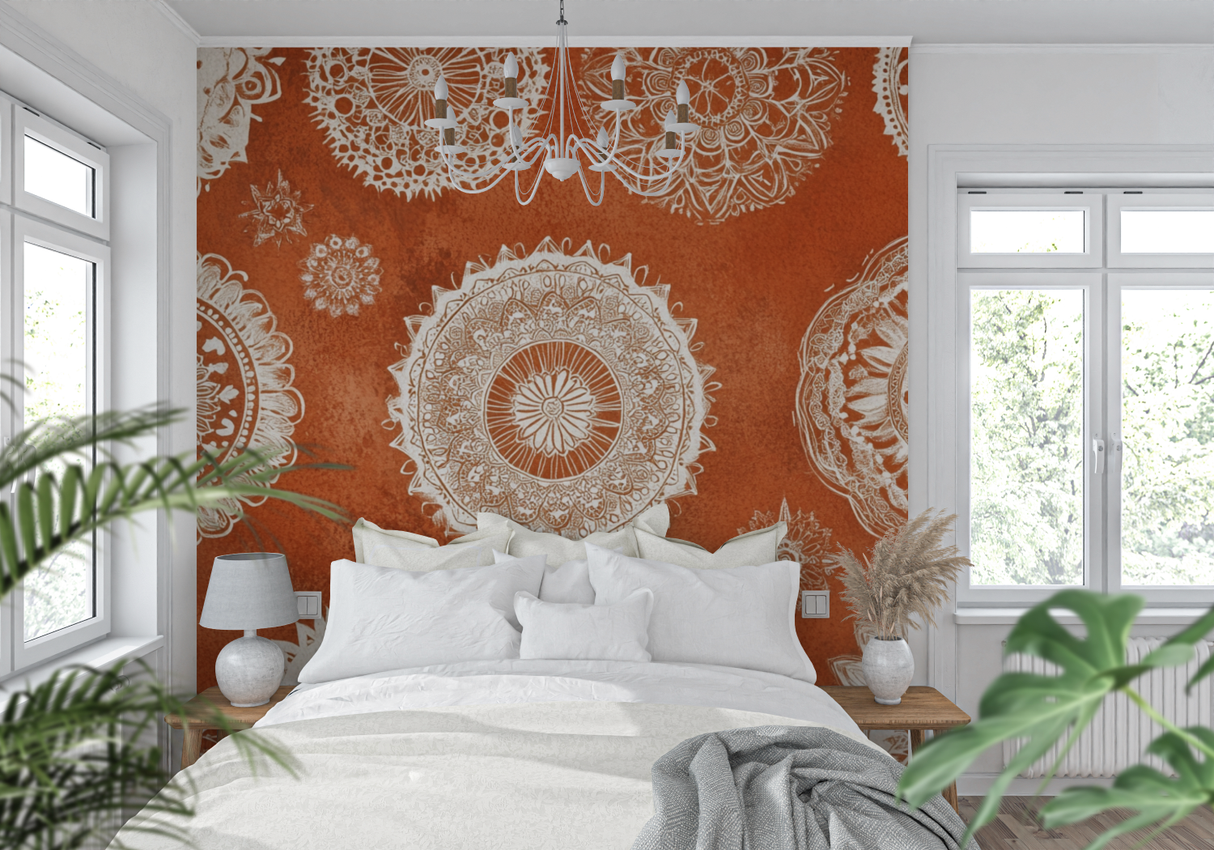 Mandala Mural Wallpaper | Terracotta Ethnic Design