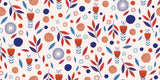 Floral Mural Wallpaper | Modern Scandinavian Pattern with Navy and Orange