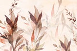 Watercolor Mural Wallpaper | Autumn Leaves in Terracotta and Beige