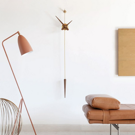 Minimalist Pendulum Wall Clock  Wood and Gold Design - Product showcase