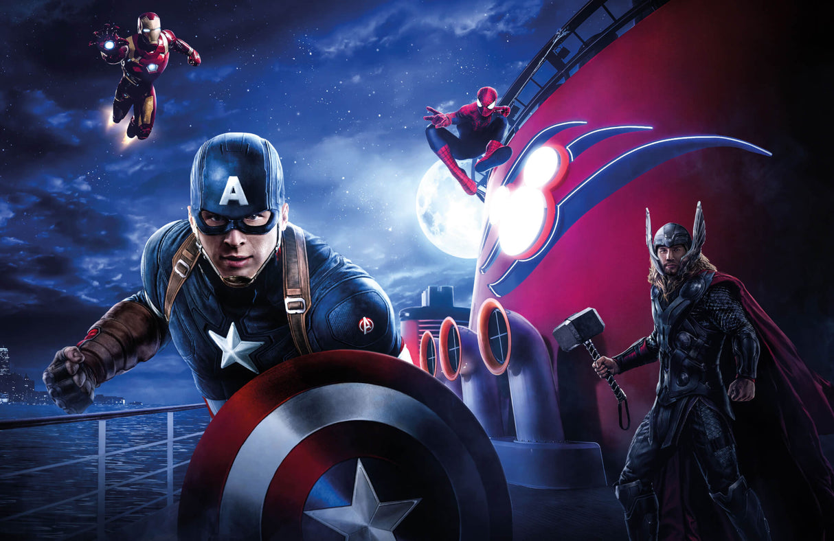 Superhero Mural Wallpaper | Marvel Avengers Night Scene
