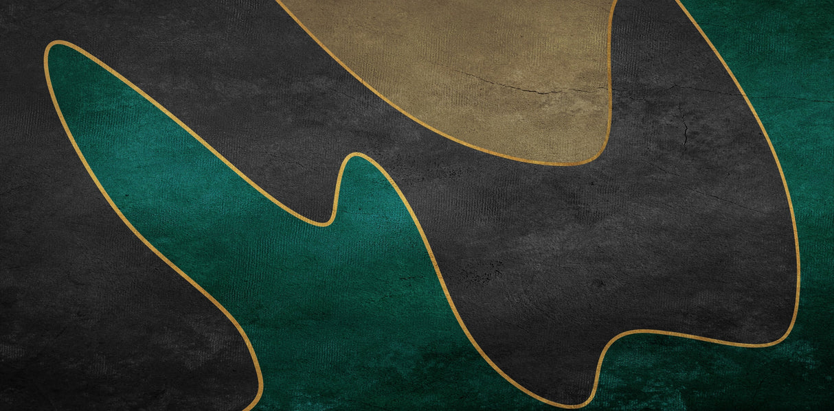 Abstract Mural Wallpaper | Green and Gold Geometric Design