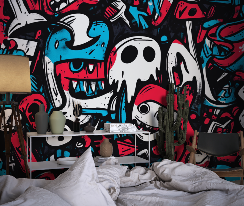 Graffiti Mural Wallpaper | Urban Street Art Design