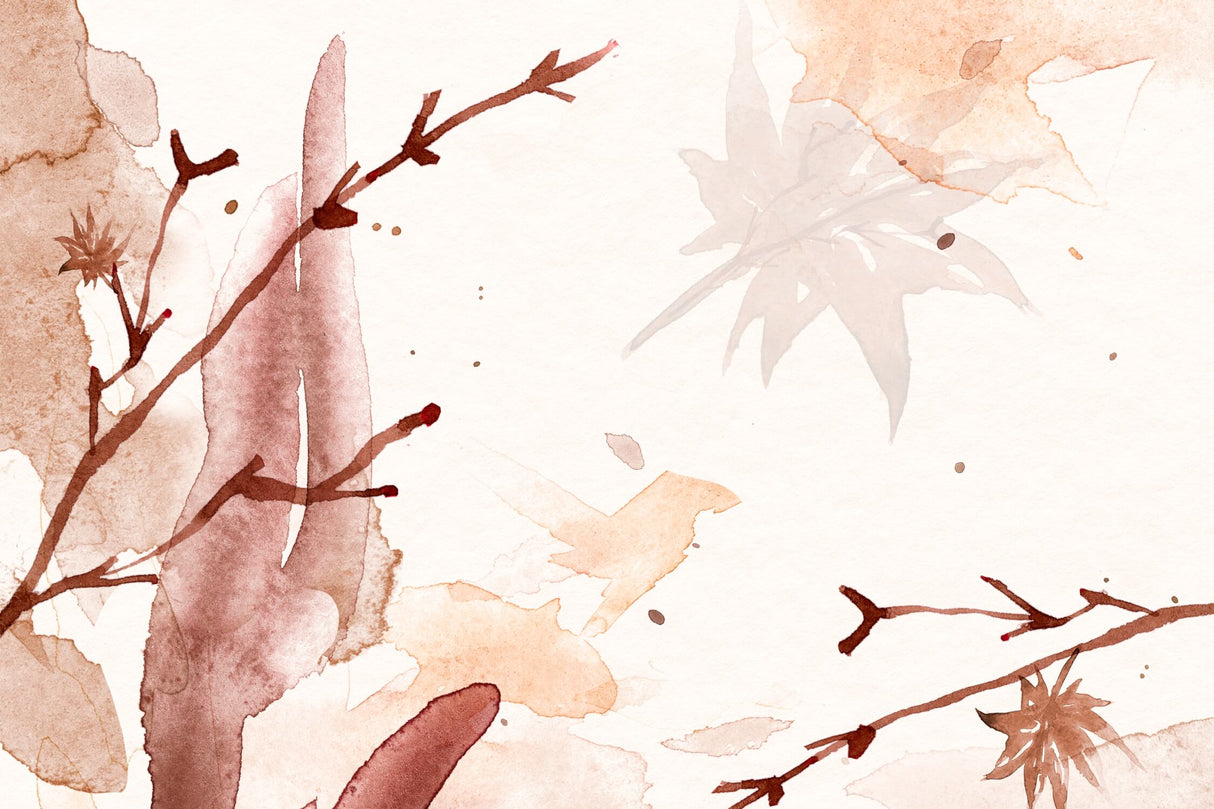 Watercolor Mural Wallpaper | Terracotta Botanical Art