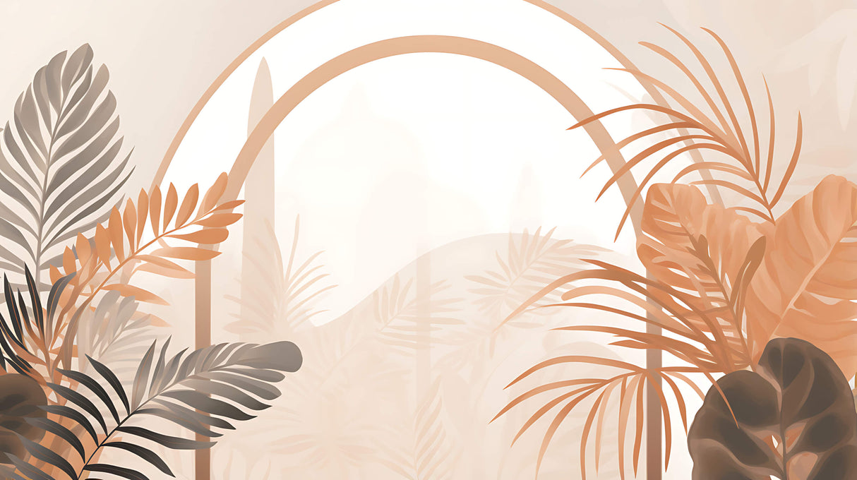 Tropical Mural Wallpaper | Terracotta Palm Leaves Arch