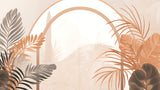 Tropical Mural Wallpaper | Terracotta Palm Leaves Arch