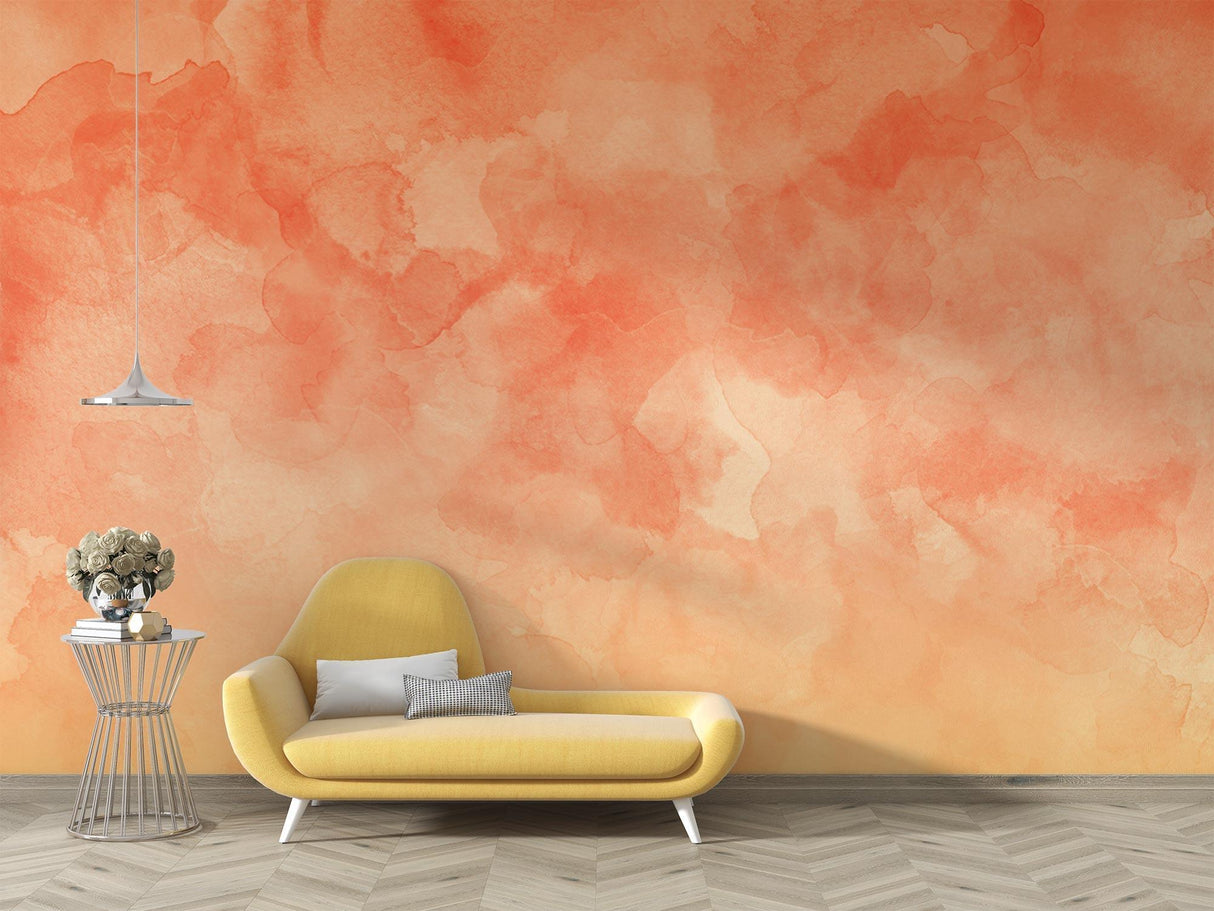 Watercolor Mural Wallpaper | Terracotta Orange Abstract Design