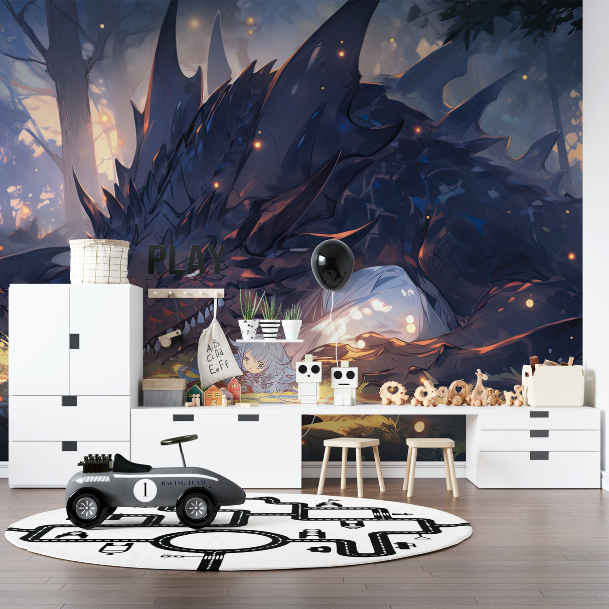Dragon Mural Wallpaper | Mystical Anime Fantasy Art