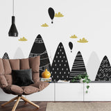 Mountain Mural Wallpaper | Scandinavian Black and Gold Design