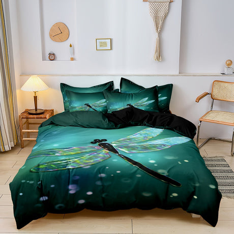 Dragonfly Duvet Set  Emerald Green Nature Print - Product detail 5