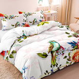 Tropical Bird Duvet Cover Set  Cotton Floral Print Bedding - Detailed view