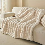 Bubble Fleece Throw Blanket  Premium Faux Rabbit Fur Design - Product example