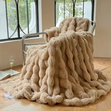 Bubble Fleece Throw Blanket  Premium Faux Rabbit Fur Design - Product detail 8