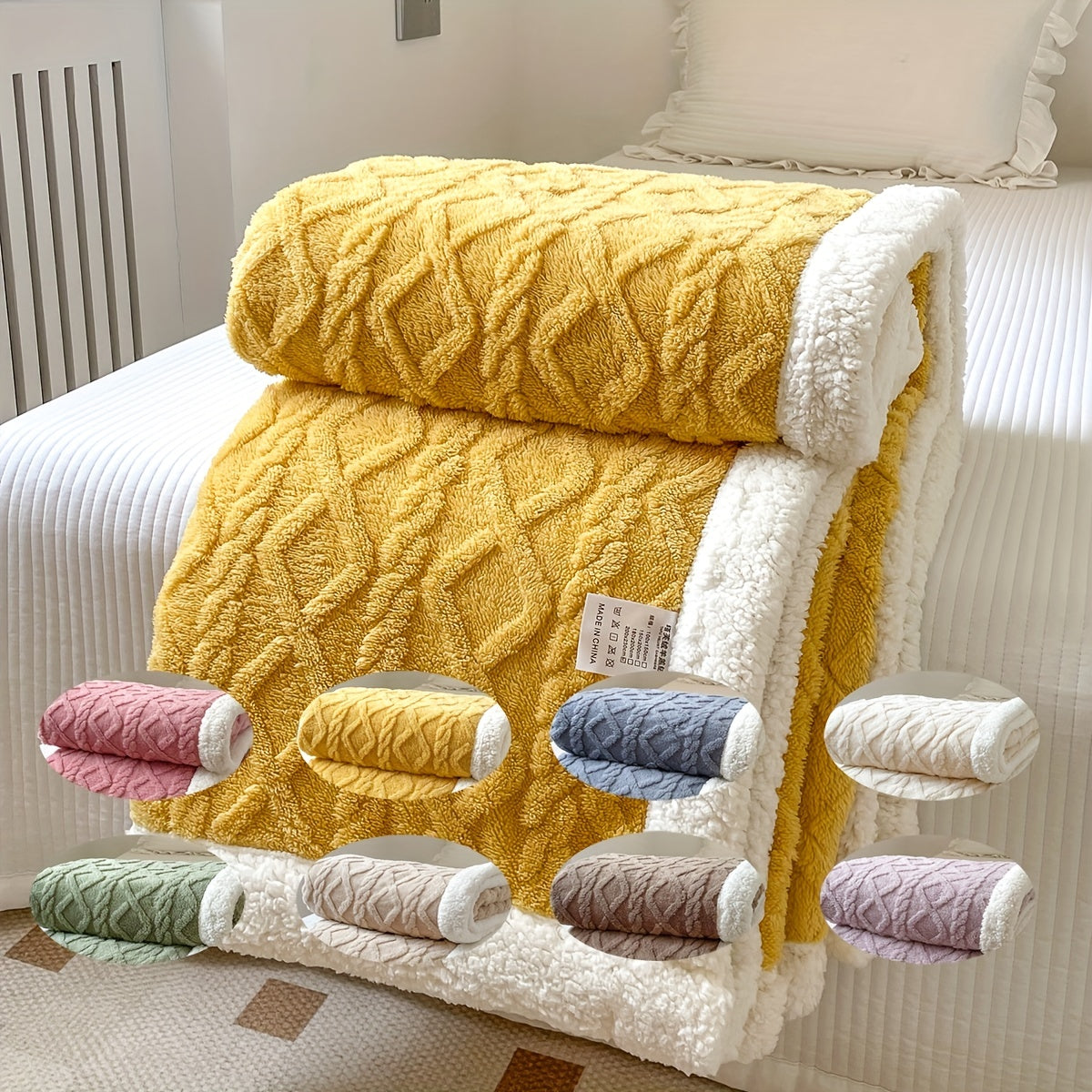 Quilted Fleece Blanket  Reversible Gray Sherpa Throw - Product detail 8