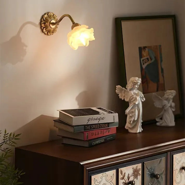 Vintage Flower Wall Light  Copper Base Glass Petal Design - Product detail 7