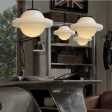 Vintage Pendant Light  Geometric Milk Glass Shade - Product detail 5