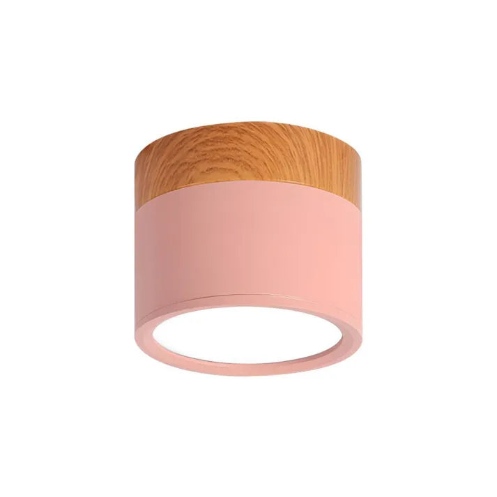Modern LED Ceiling Light  Wood Trim Black Cylinder - Product detail 23