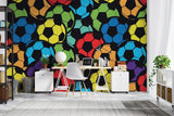Football Mural Wallpaper | Colorful Soccer Ball Pattern