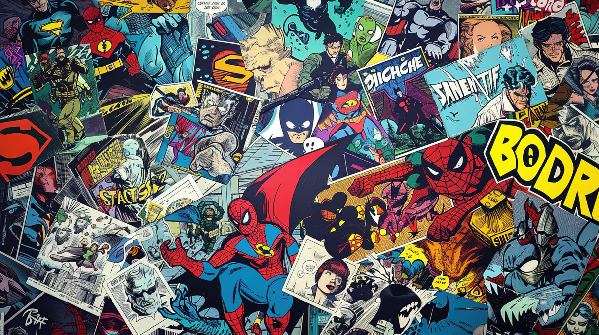 Comics Mural Wallpaper | Superhero Collage Design