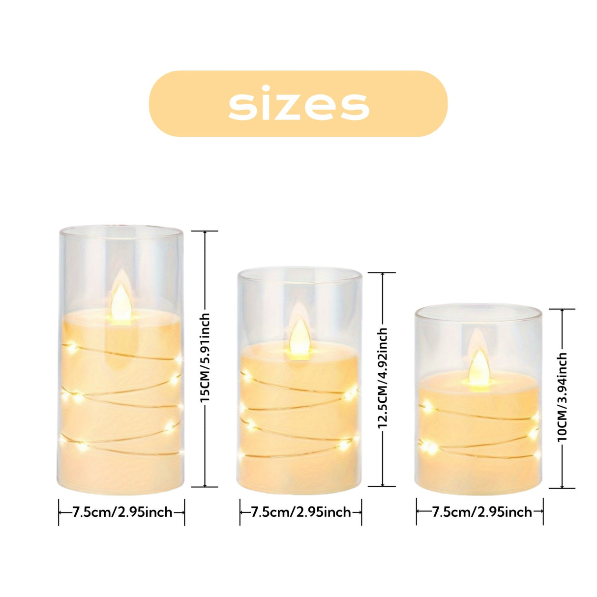 LED Flameless Candles Set  Glass Cylinder With Fairy Lights - Product detail 5