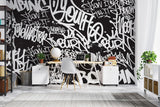 Graffiti Mural Wallpaper | Urban Black and White Street Art