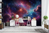 Galaxy Mural Wallpaper | Cosmic Nebula with Vibrant Aurora