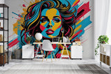 Street Art Mural Wallpaper | Pop Art Portrait in Vibrant Colors