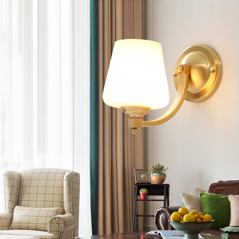 Modern Glass Wall Light  Frosted Shade With Gold Mounting - Product detail 6