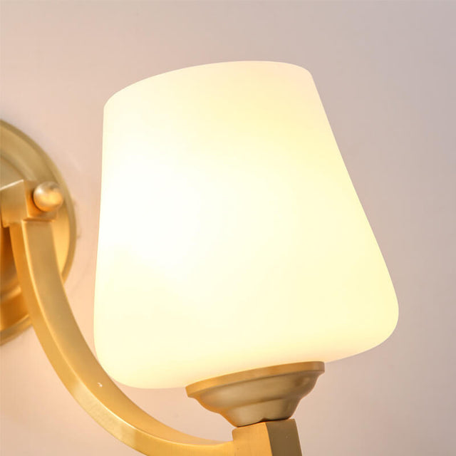 Modern Glass Wall Light  Frosted Shade With Gold Mounting - Product showcase