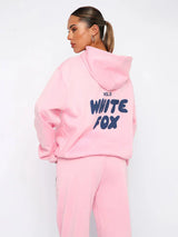 Womens Lounge Set  Pink Cotton Blend Hoodie and Joggers - Product detail 9